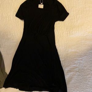 Black short sleeve nursing dress.